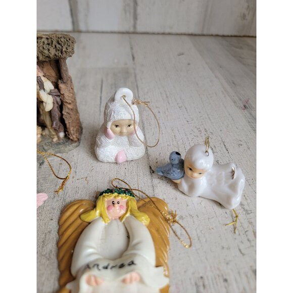 Nativity cherub angel religious ornament Xmas set figure bird - Picture 4 of 9